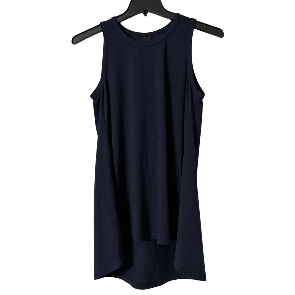 NWT Amma Kadem Sasson Womens Sleeveless Asymmetric Navy‎ Blue Tunic Shirt S/M